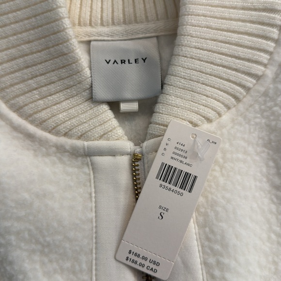 Varley Willmont bomber Jacket cream fleece sz small S - Picture 9 of 11